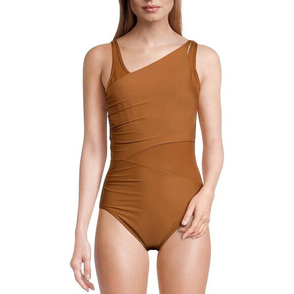MiracelSuit Azura Swimsuit Women's 16 Scotch Brown One Piece Tummy Control - Picture 1 of 5